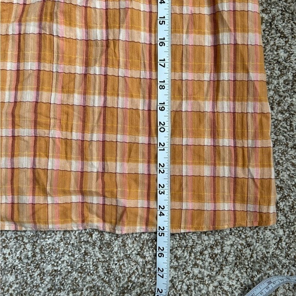 Loft Mustard Plaid Puff Sleeve Peasant Blouse Small - Picture 6 of 6